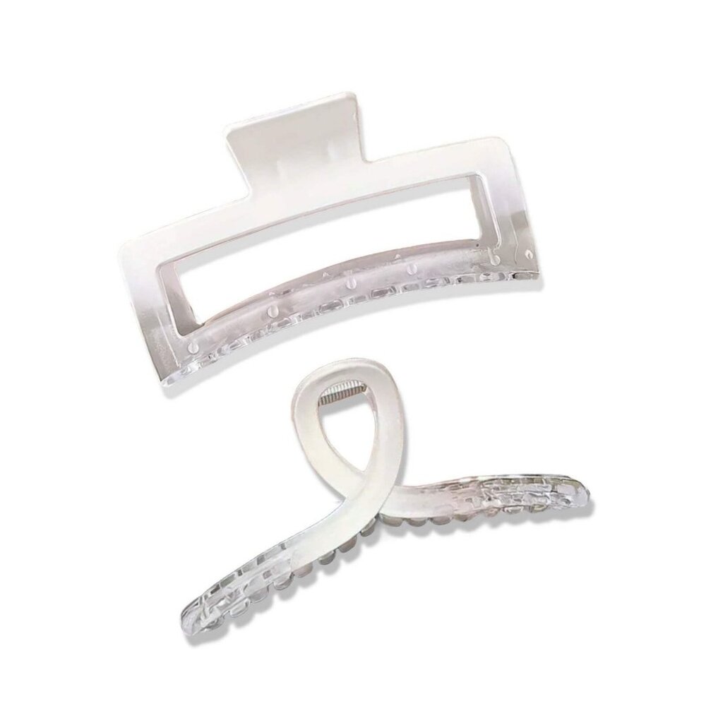 BLACK AND WHITE GRADIENT XL CLAW CLIPS (WHITE OMBRE)